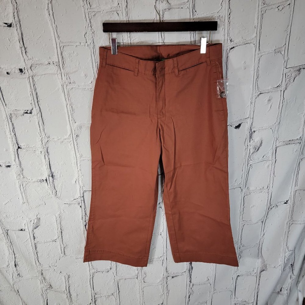 DIP Womens‎ Wide Leg Cropped Chino Pants Rust Burnt Orange Casual Office Preppy